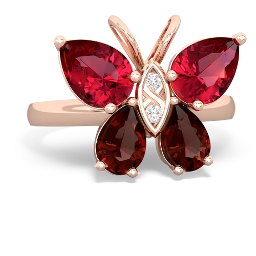 lab ruby-garnet butterfly ring