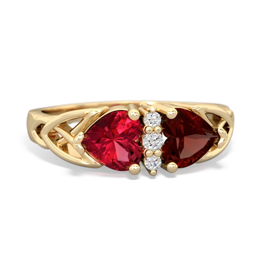 Lab Ruby Lab Created Ruby with Genuine Garnet Celtic Trinity Knot ring Ring