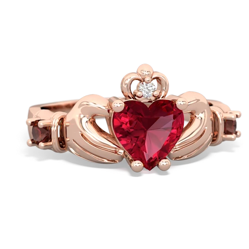 Lab Ruby Lab Created Ruby with Genuine Garnet and Lab Created Sapphire Claddagh ring Ring