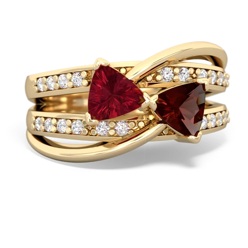 Lab Ruby Lab Created Ruby with Genuine Garnet Bowtie ring Ring