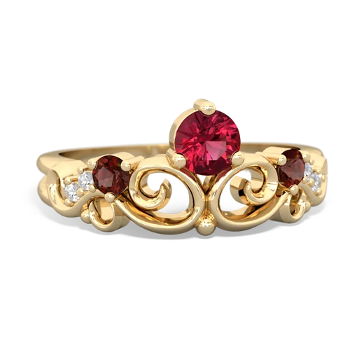Lab Ruby Lab Created Ruby with Genuine Garnet and  Crown Keepsake ring Ring