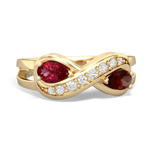 Lab Ruby Lab Created Ruby with Genuine Garnet Diamond Infinity ring Ring