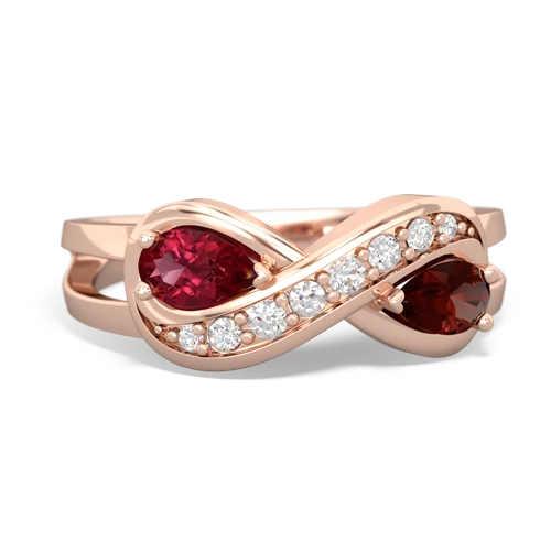 lab ruby-garnet diamond infinity ring