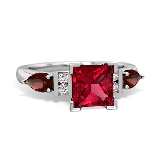 Lab Ruby Lab Created Ruby with Genuine Garnet and  Engagement ring Ring