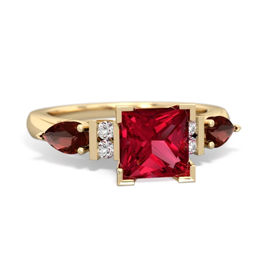 Lab Ruby Lab Created Ruby with Genuine Garnet and Genuine White Topaz Engagement ring Ring