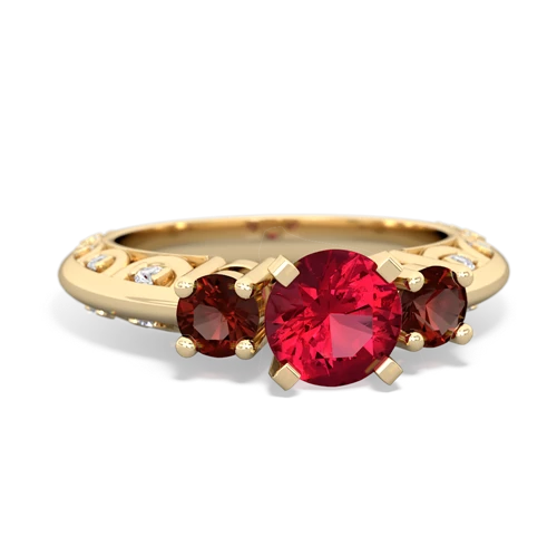 Lab Ruby Lab Created Ruby with Genuine Garnet Art Deco ring Ring