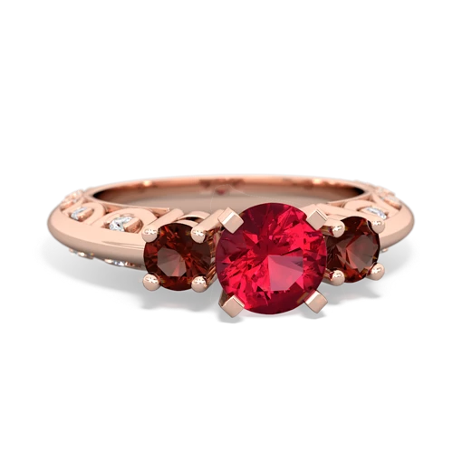 lab ruby-garnet engagement ring