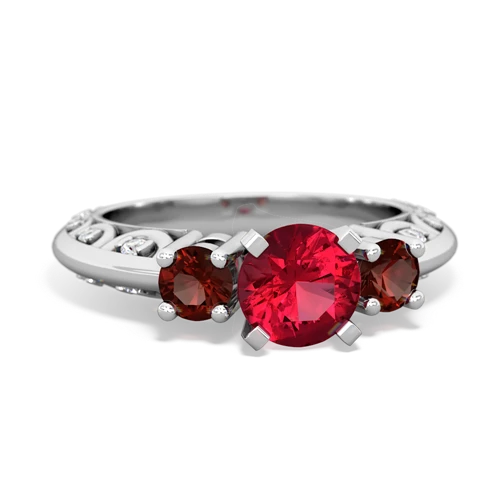 lab ruby-garnet engagement ring