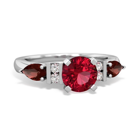 Lab Ruby Lab Created Ruby with Genuine Garnet and  Engagement ring Ring