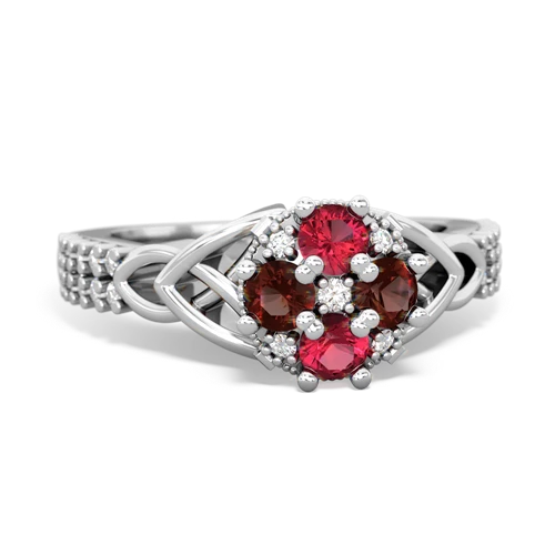 Lab Ruby Lab Created Ruby with Genuine Garnet Celtic Knot Engagement ring Ring