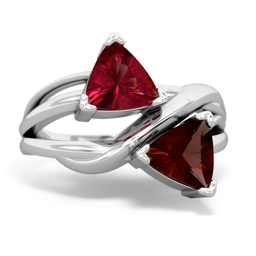 Lab Ruby Lab Created Ruby with Genuine Garnet Split Band Swirl ring Ring