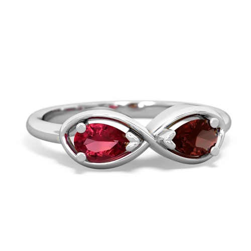 Lab Ruby Lab Created Ruby with Genuine Garnet Infinity ring Ring