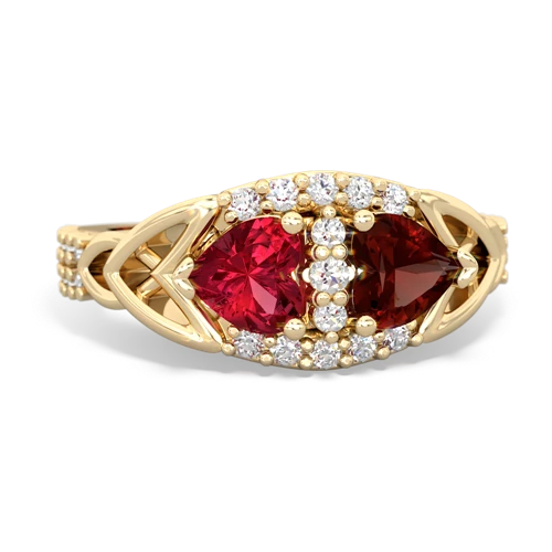 Lab Ruby Lab Created Ruby with Genuine Garnet Celtic Knot Engagement ring Ring