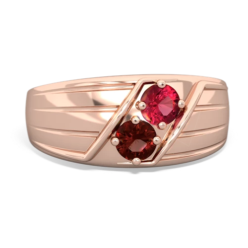 Lab Ruby Lab Created Ruby with Genuine Garnet Art Deco Men's ring Ring
