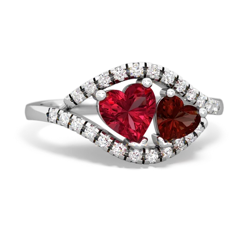 Lab Ruby Lab Created Ruby with Genuine Garnet Mother and Child ring Ring