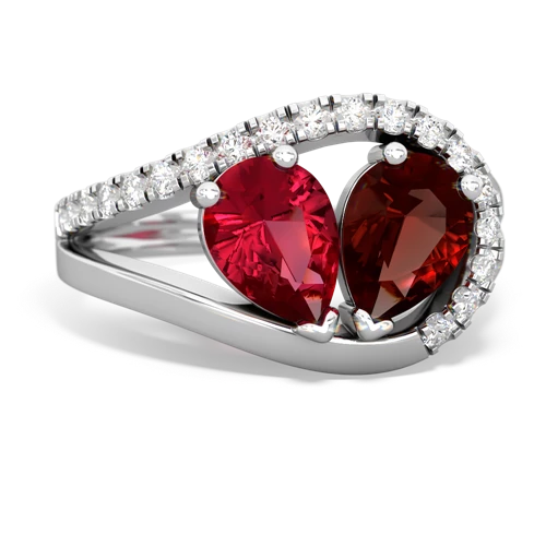 Lab Ruby Lab Created Ruby with Genuine Garnet Nestled Heart Keepsake ring Ring