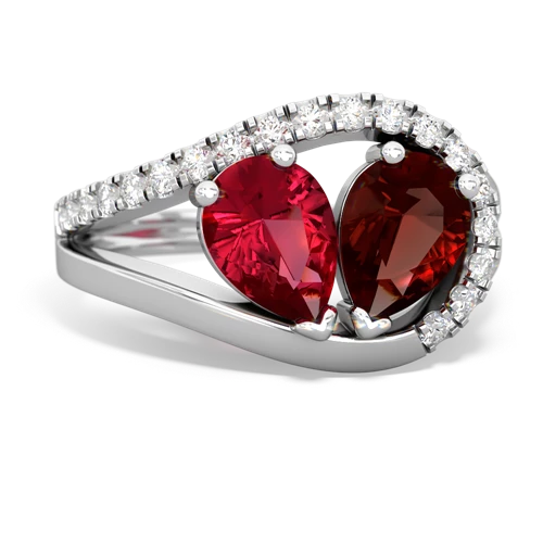 lab ruby-garnet pave heart ring