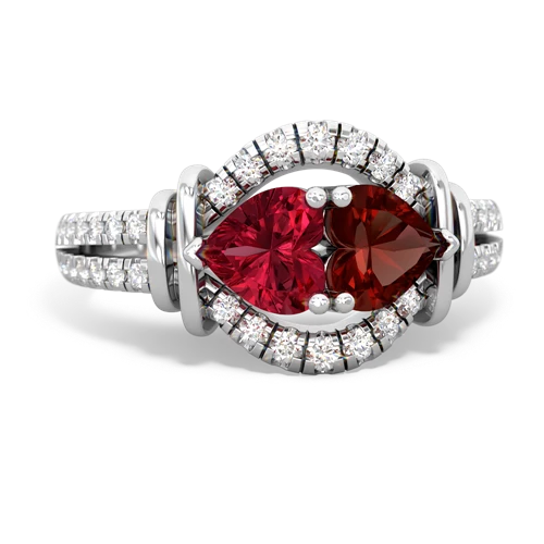 lab ruby-garnet pave keepsake ring