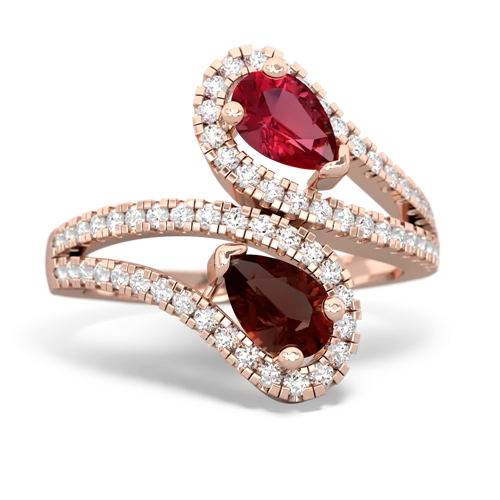 Lab Ruby Lab Created Ruby with Genuine Garnet Diamond Dazzler ring Ring