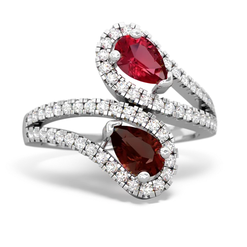 lab ruby-garnet pave swirls ring