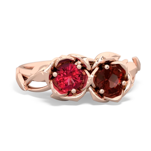 Lab Ruby Lab Created Ruby with Genuine Garnet Rose Garden ring Ring