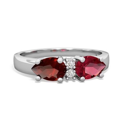 Lab Ruby Lab Created Ruby with Genuine Garnet Pear Bowtie ring Ring