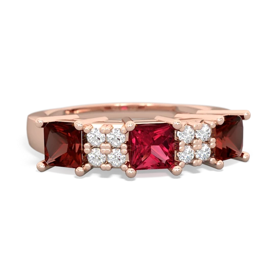 Lab Ruby Lab Created Ruby with Genuine Garnet and Genuine White Topaz Three Stone ring Ring