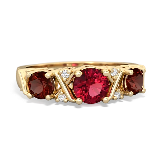 Lab Ruby Lab Created Ruby with Genuine Garnet and Genuine White Topaz Hugs and Kisses ring Ring