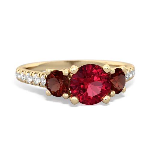 Lab Ruby Lab Created Ruby with Genuine Garnet and  Pave Trellis ring Ring