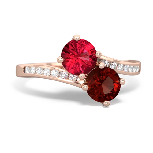 lab ruby-garnet two stone channel ring