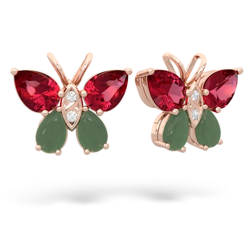 lab ruby-jade butterfly earrings