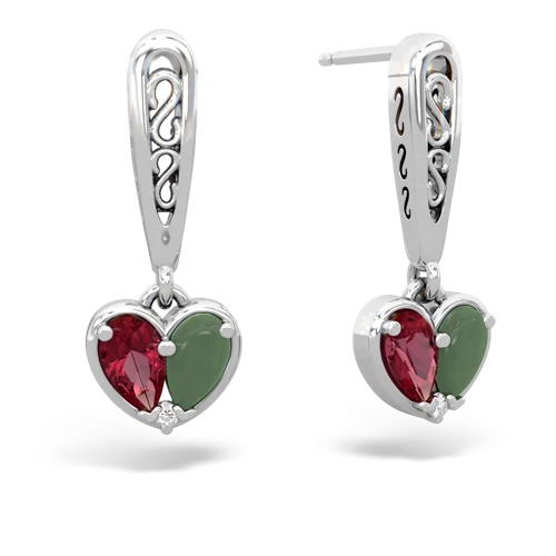 lab ruby-jade filligree earrings