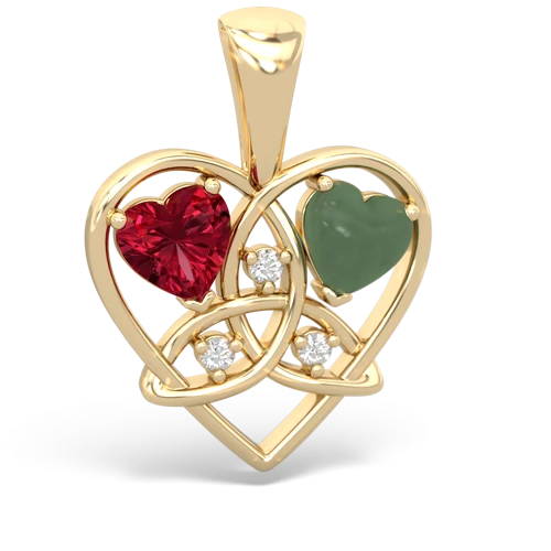 lab ruby-jade celtic heart pendant