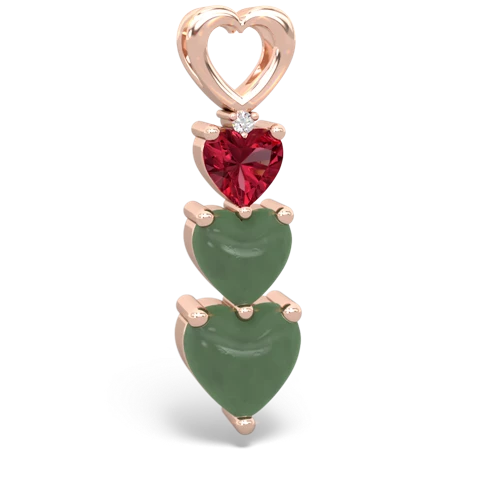 lab ruby-jade three stone pendant