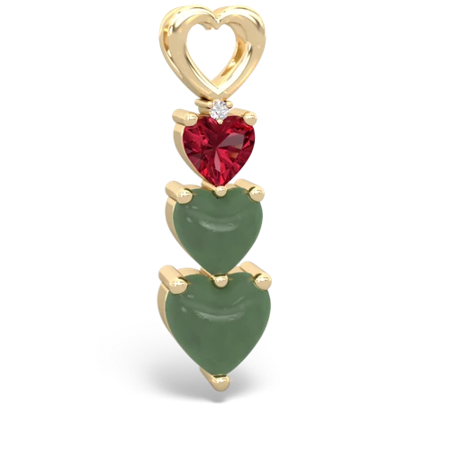 lab ruby-jade three stone pendant
