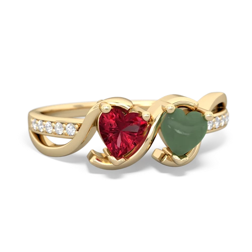 lab ruby-jade double heart ring