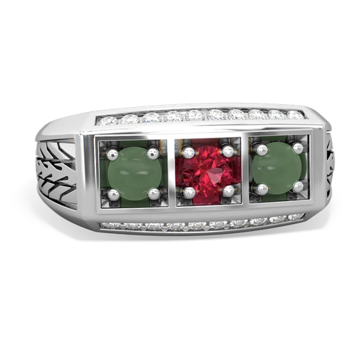 lab ruby-jade three stone ring