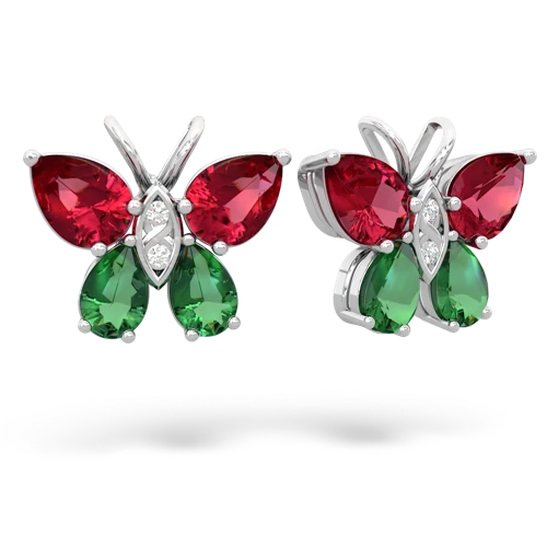 lab ruby-lab emerald butterfly earrings