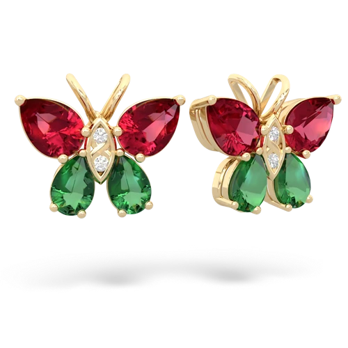 lab ruby-lab emerald butterfly earrings