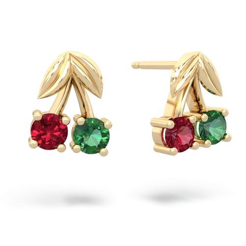 lab ruby-lab emerald cherries earrings