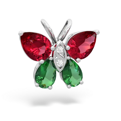 lab ruby-lab emerald butterfly pendant