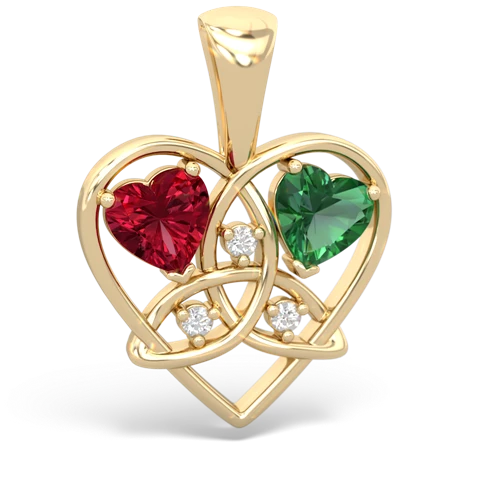 lab ruby-lab emerald celtic heart pendant