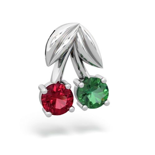 lab ruby-lab emerald cherries pendant