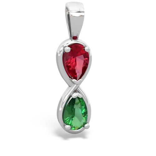 Lab Ruby Lab Created Ruby with Lab Created Emerald Infinity pendant Pendant