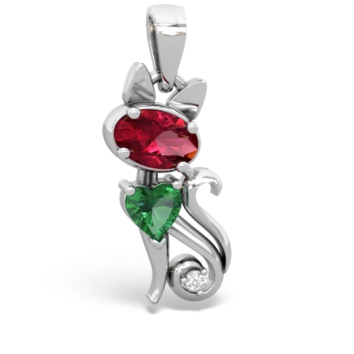 lab ruby-lab emerald kitten pendant