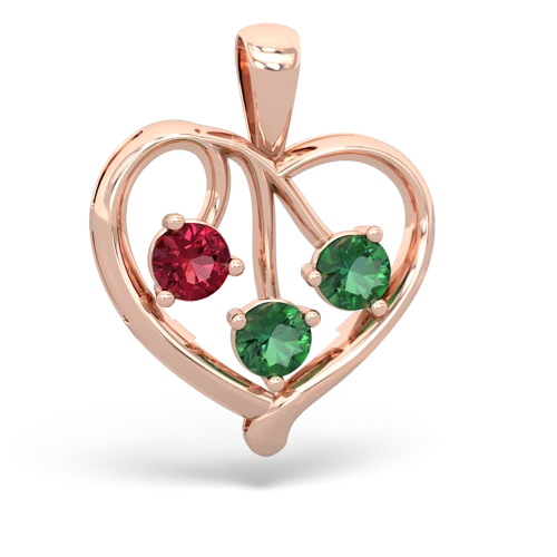 lab ruby-lab emerald love heart pendant