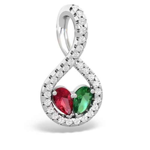 lab ruby-lab emerald pave twist pendant