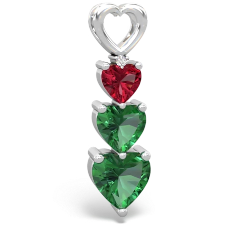 Lab Ruby Lab Created Ruby with Lab Created Emerald and  Past Present Future pendant Pendant