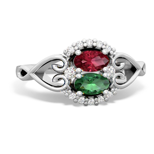Lab Ruby Lab Created Ruby with Lab Created Emerald Love Nest ring Ring