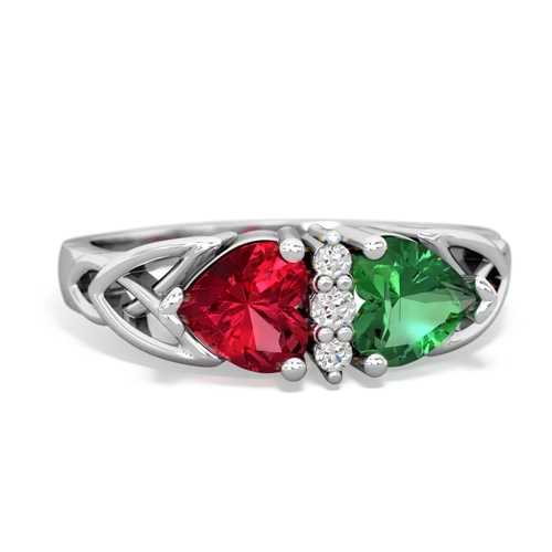 Lab Ruby Lab Created Ruby with Lab Created Emerald Celtic Trinity Knot ring Ring